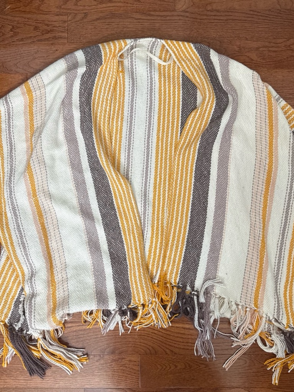 Yellow Grey and White Poncho for Women